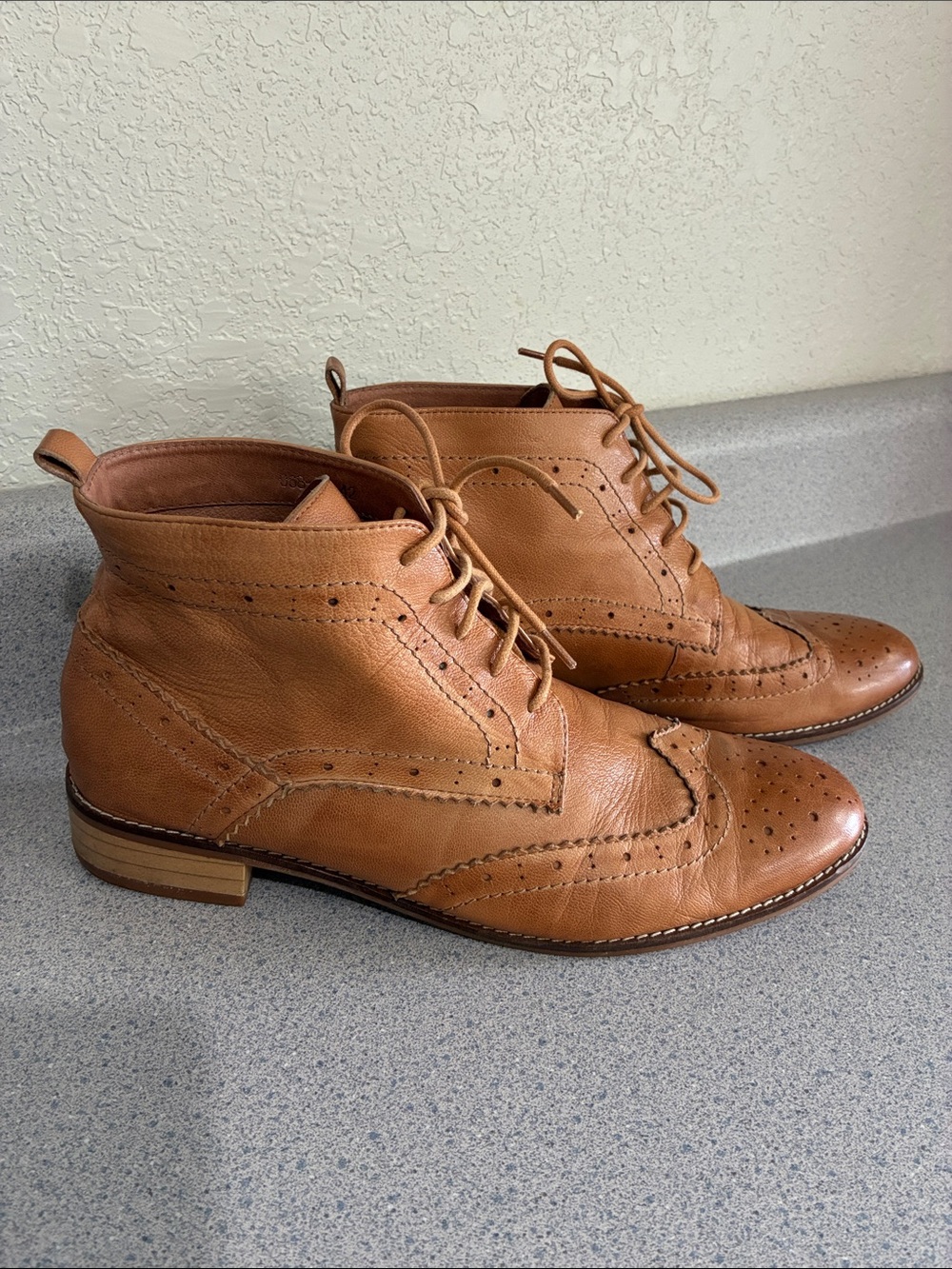 Mona Flying Oxford Wingtip Handmade  Leather Lace Up Ankle Boots Tan 42